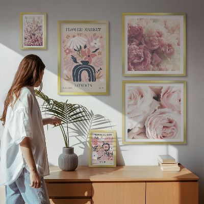 Set om 5 tavlor Blommiga boho-dekorationer
