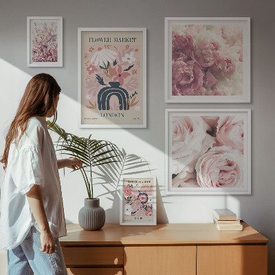 Set om 5 tavlor Blommiga boho-dekorationer