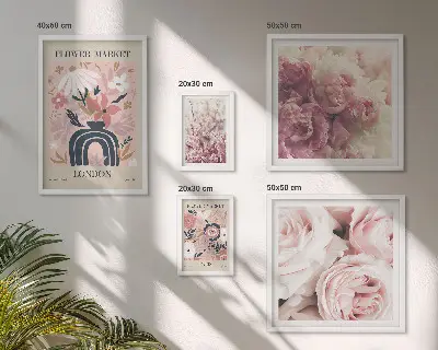 Blommiga boho-dekorationer set om 5 tavlor
