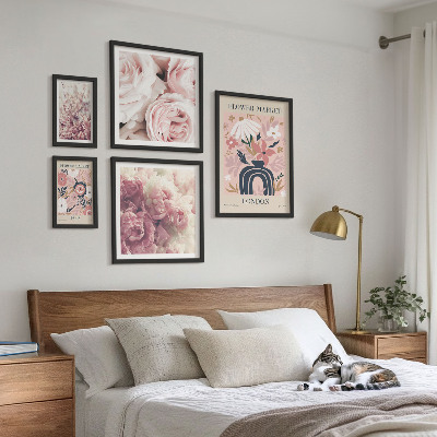 Set om 5 tavlor Blommiga boho-dekorationer
