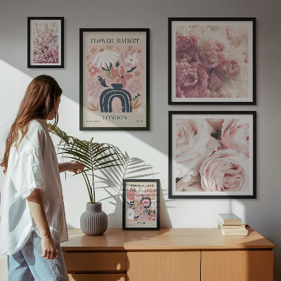 Set om 5 tavlor Blommiga boho-dekorationer