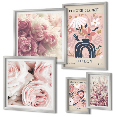 Set om 5 tavlor Blommiga boho-dekorationer