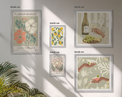 Tavelvägg med 5 tavlor Blommor och frukter i vintagestil