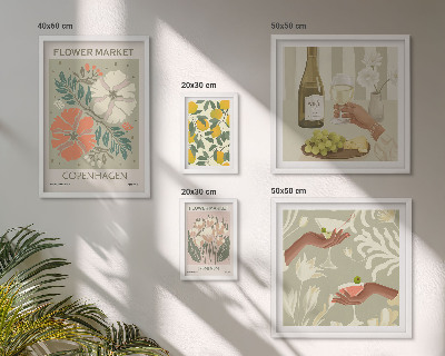 Tavelvägg med 5 tavlor Blommor och frukter i vintagestil