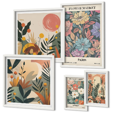 Väggdekoration tavelset Blommotiv Paris London