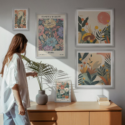 Väggdekoration tavelset Blommotiv Paris London