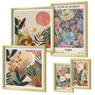 Väggdekoration tavelset Blommotiv Paris London