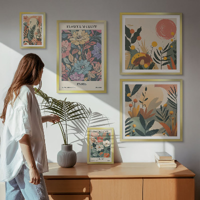 Väggdekoration tavelset Blommotiv Paris London
