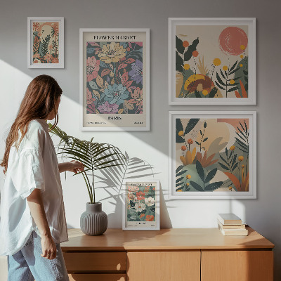 Väggdekoration tavelset Blommotiv Paris London