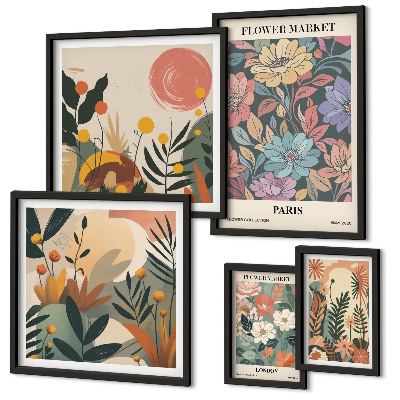 Väggdekoration tavelset Blommotiv Paris London