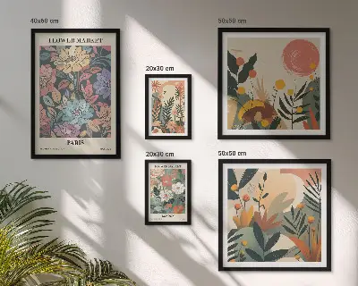 Tavelset med väggdekoration med blommotiv från Paris och London
