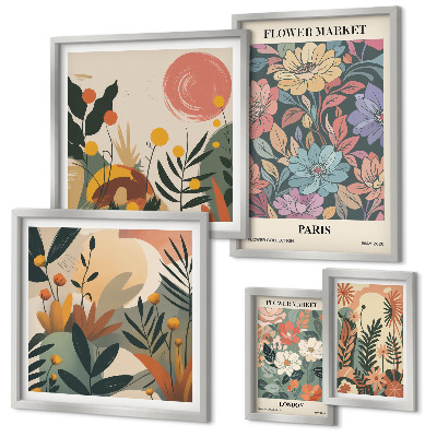 Väggdekoration tavelset Blommotiv Paris London