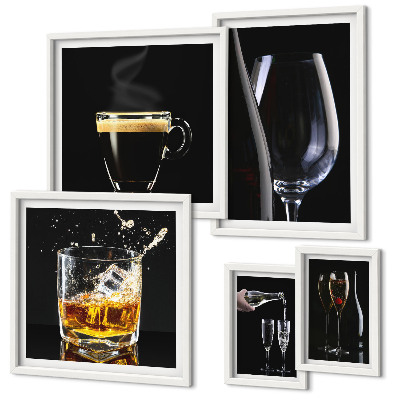 Tavelvägg med 5 tavlor Cocktails drycker bar stil