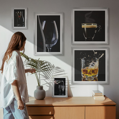Tavelvägg med 5 tavlor Cocktails drycker bar stil