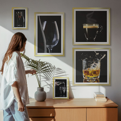 Tavelvägg med 5 tavlor Cocktails drycker bar stil