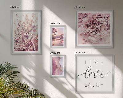 Set om 5 tavlor Blommotiv pastellfärgade slogans