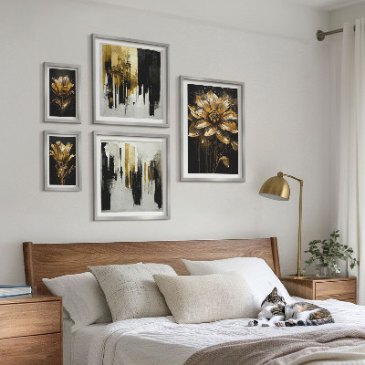 Tavelvägg med 5 tavlor Blommotiv, elegans, modernitet