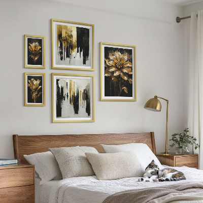 Tavelvägg med 5 tavlor Blommotiv, elegans, modernitet