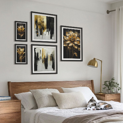 Tavelvägg med 5 tavlor Blommotiv, elegans, modernitet