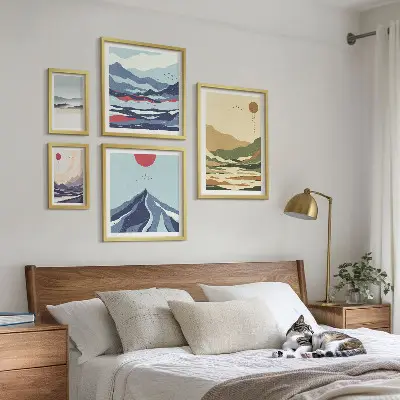 Tavelvägg Bergslandskap natur med 5 tavlor