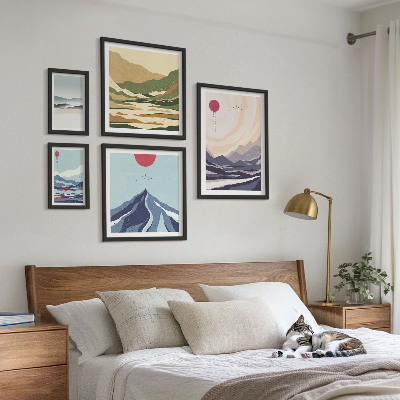 Set om 5 tavlor Abstrakta bergslandskap