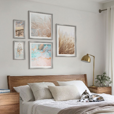 Tavelvägg med 5 tavlor Naturliga boho etnolandskap