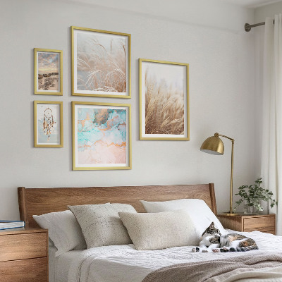 Tavelvägg med 5 tavlor Naturliga boho etnolandskap