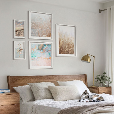 Tavelvägg med 5 tavlor Naturliga boho etnolandskap