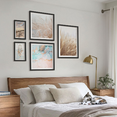 Tavelvägg med 5 tavlor Naturliga boho etnolandskap
