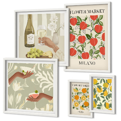Set om 5 tavlor Vintage fruktblomstermässa