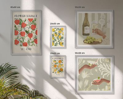Set om 5 tavlor Vintage fruktblomstermässa