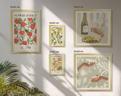 Set om 5 tavlor Vintage fruktblomstermässa