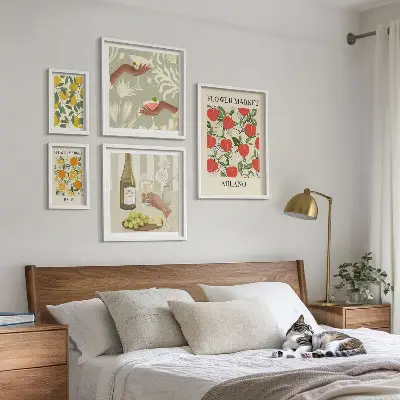 Vintage fruktblomstermässa set med 5 tavlor