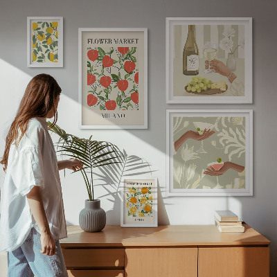Set om 5 tavlor Vintage fruktblomstermässa