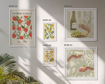Set om 5 tavlor Vintage fruktblomstermässa