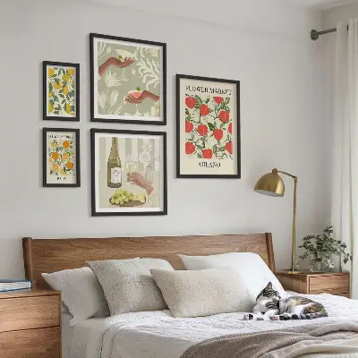 Vintage fruktblomstermässa set med 5 tavlor