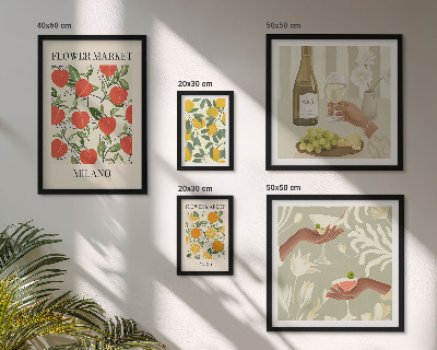 Set om 5 tavlor Vintage fruktblomstermässa