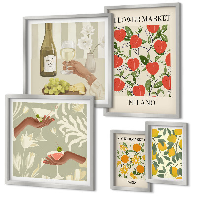 Set om 5 tavlor Vintage fruktblomstermässa