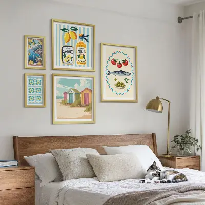 Smaker av medelhavsmat tavelvägg med 5 tavlor