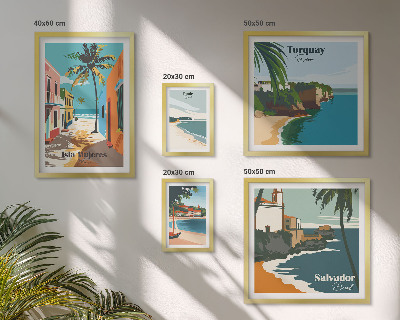 Tavelvägg med 5 tavlor Färgglada stränder vid havet