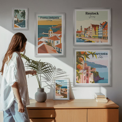 Väggdekoration tavelset Europeiska stadslandskap