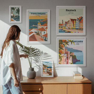 Väggdekoration tavelset Europeiska stadslandskap