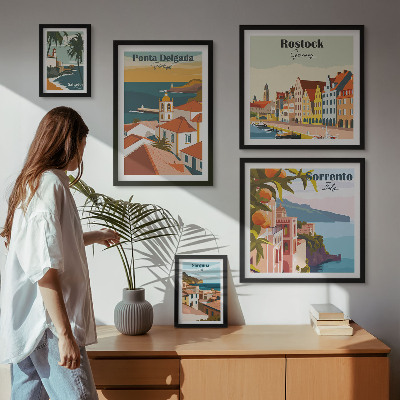 Väggdekoration tavelset Europeiska stadslandskap