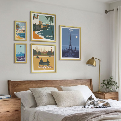 Tavelvägg med 5 tavlor Europeiska retro ikonstäder