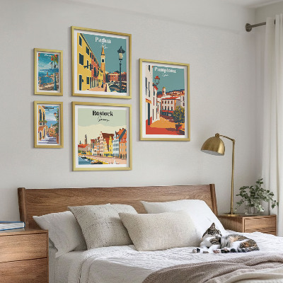 Väggdekoration tavelset europeiska städer utsikt arkitektur