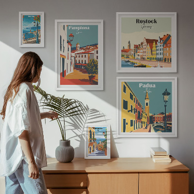 Väggdekoration tavelset europeiska städer utsikt arkitektur