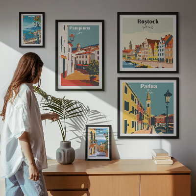 Väggdekoration tavelset europeiska städer utsikt arkitektur
