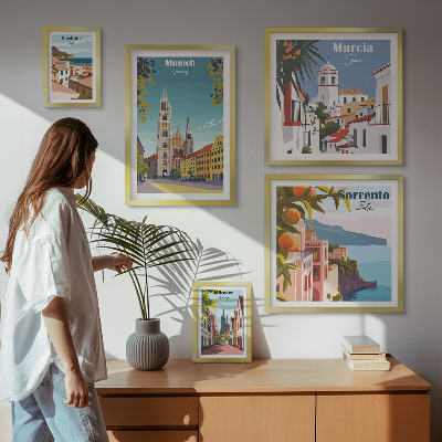 Set om 5 tavlor Europeiska städers arkitektur