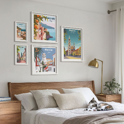 Set om 5 tavlor Europeiska städers arkitektur