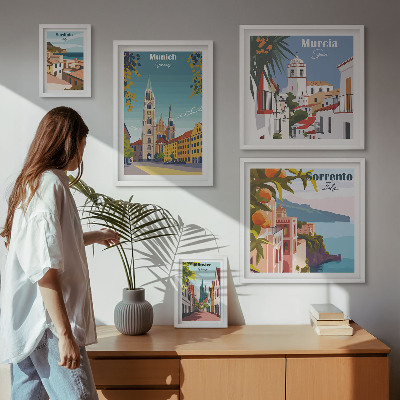 Set om 5 tavlor Europeiska städers arkitektur